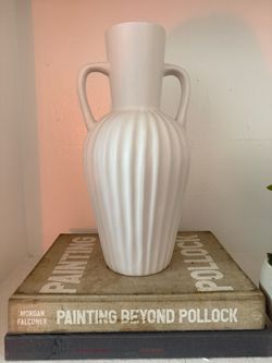 White Ceramic Decorative Vase with Handles