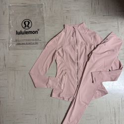Pink Lululemon Define Jacket And Leggings Size 4