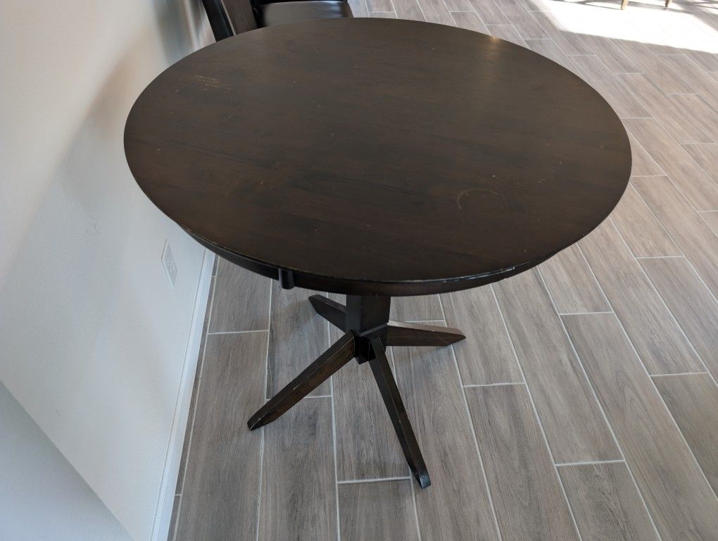 Pub-Height Round Table & 4 Chairs – Solid Wood – Dark Espresso Finish – 36” Diameter