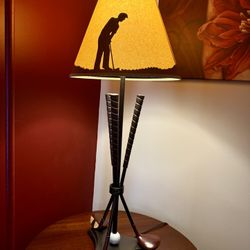 Vintage Golf Silhouette Lamp With Clubs And Ball- Unique Piece, Excellent Condition