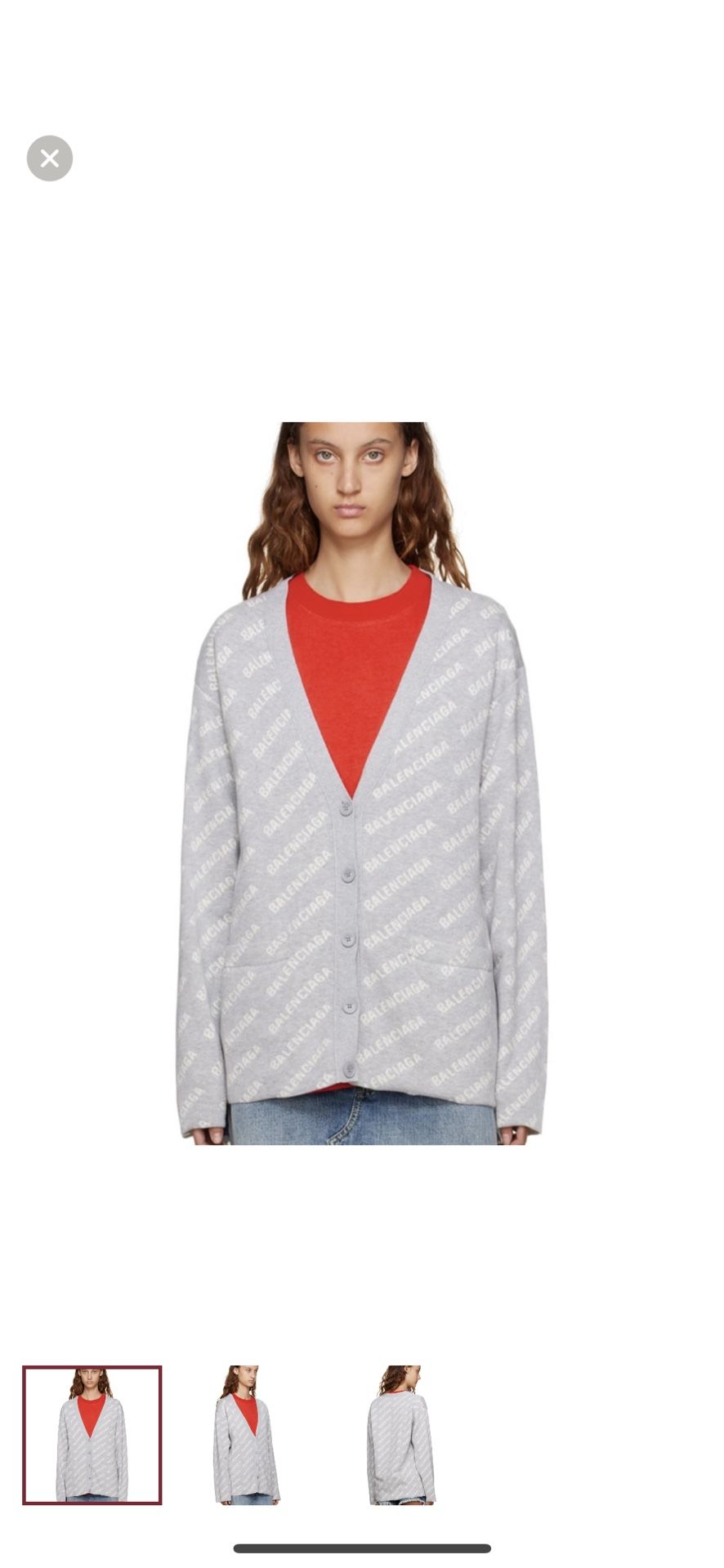 BALENCIAGA Gray All Over Cardigan