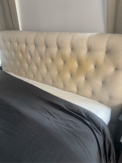 Restoration Hardware King Upholstered Bed Frame – Solid & Sturdy – $350 OBO