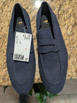 H&m suede shoes navy blue size 9 and 1/2 brand new