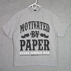 VTG Y2K Icedout Motivated By Paper Hustle 365 Graphic T-Shirt XL Gray Hip Hop