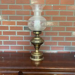Antique Style Stand Oil Lamp Dual Mantle Glass, Brass