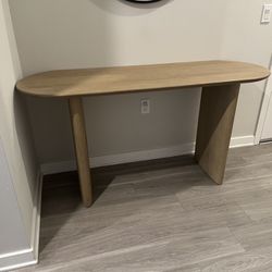 Zeke Oval Brushed Wood Console Table