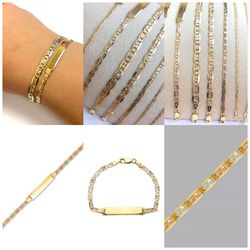 Beautiful solid Valentino Stars bracelets & ID bracelets for baby -lady - gentleman 14K REAL GOLD. Description⬇️