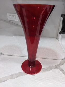 Red Tall Glass Vase