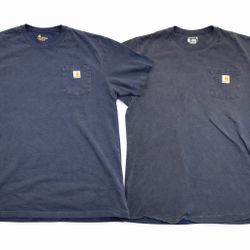 Carhartt Pocket T-Shirt LOT of People In Two XXL Navy And Black