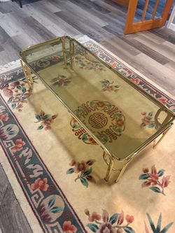 vintage brass/gold-tone serving or tea cart/table