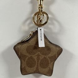 NWT Coach Star Bag Charm In Signature Canvas 