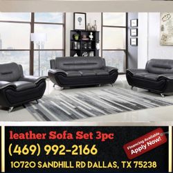 Leather Sofa Set 3pc - Delivery And Financing Available 