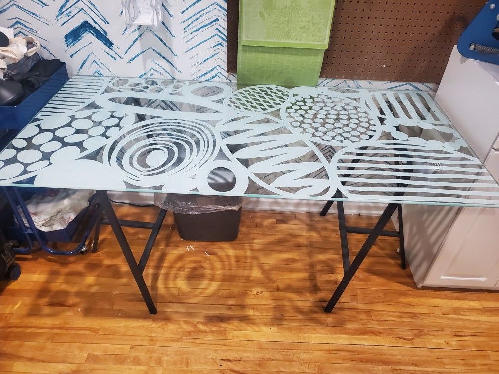 Glass Desk With White Design