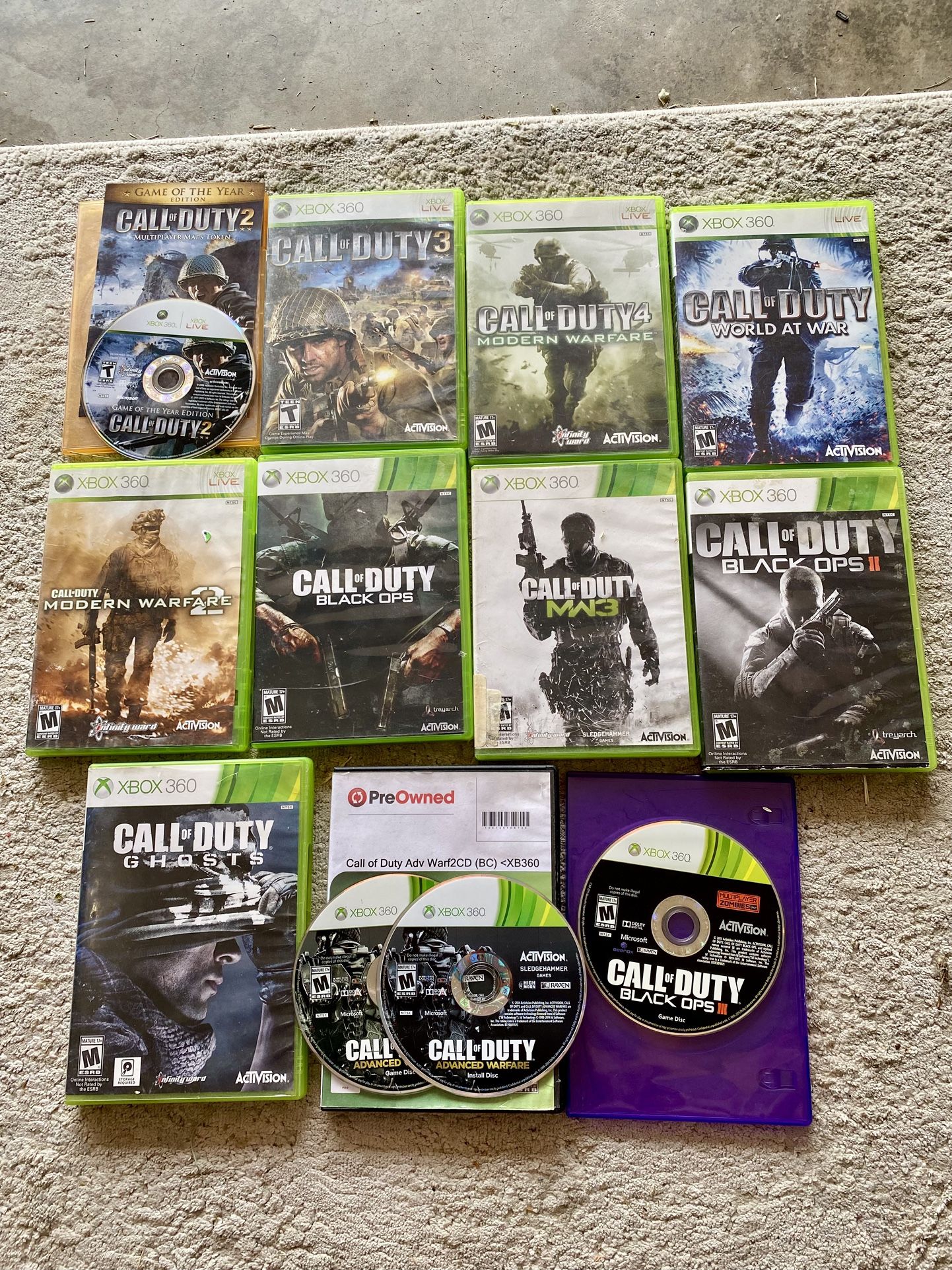Xbox 360 Call of Duty Collection Lot (11 Games Complete Set) COD Collection X360