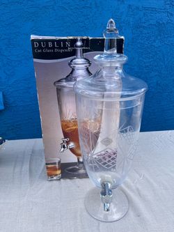 Dublin Cut Glass Beverage Dispenser with Lid