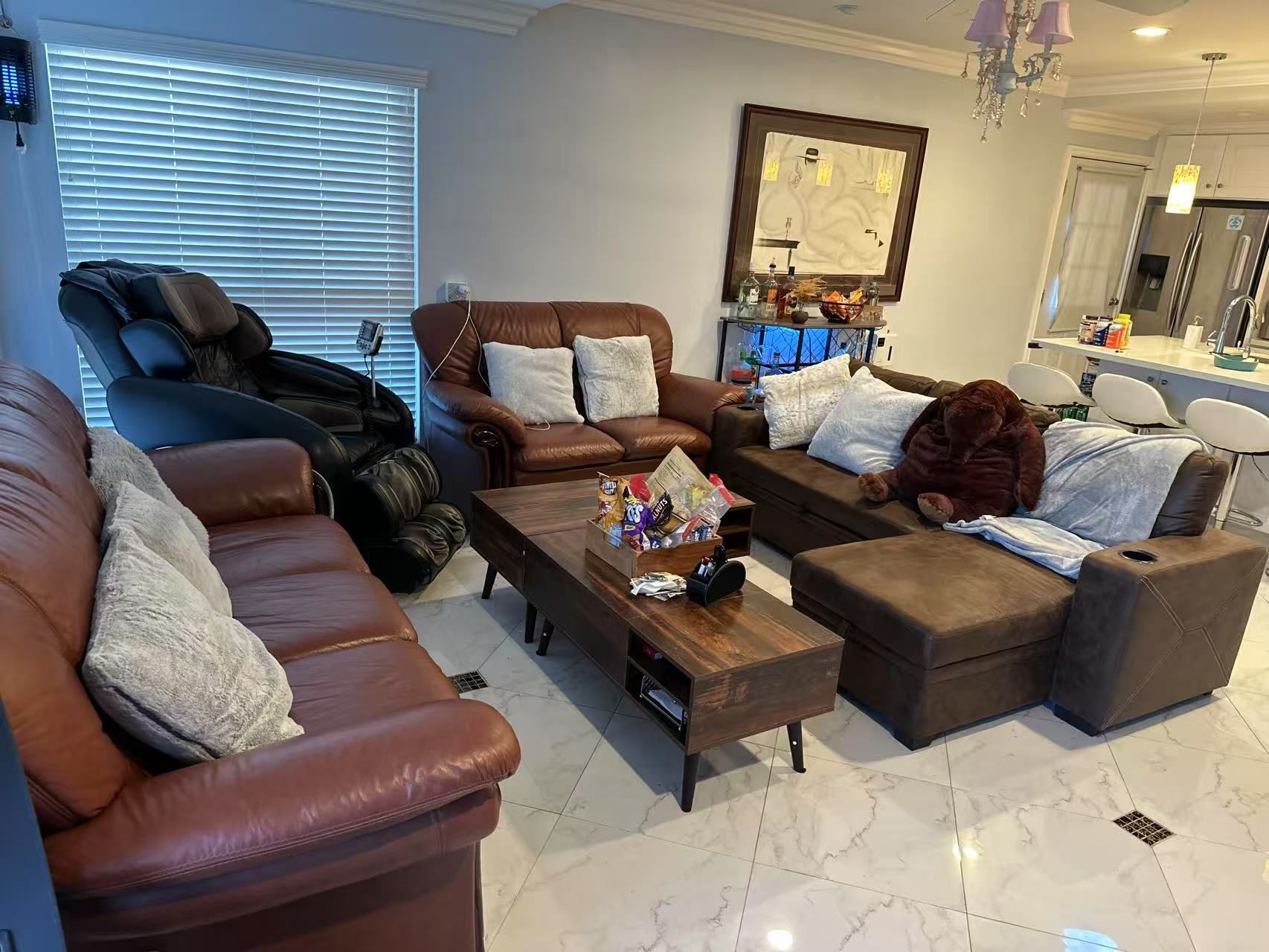 Real Leather reddish brown Couch Set