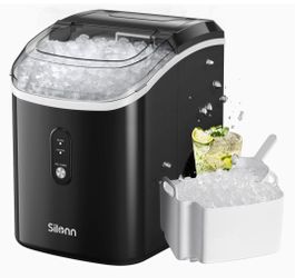Silonn Nugget Ice Maker Countertop - 33lbs/24H, Pebble Ice Maker Machine with Self-Cleaning Function, Portable Ice Makers for Home Kitchen Office