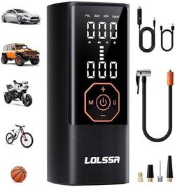 Tire Inflator Portable Air Compressor Air Pump for Car Tires Cordless Electric 180PS for Car, Motorcycle, Bike, Ball, with Tire Gauge Pressure-Obsidia