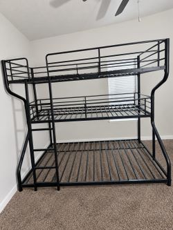 Black Metal Triple Bunk Bed Frame