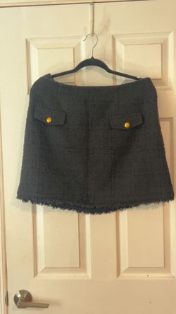 Black Tweed Mini Skirt with Gold Buttons