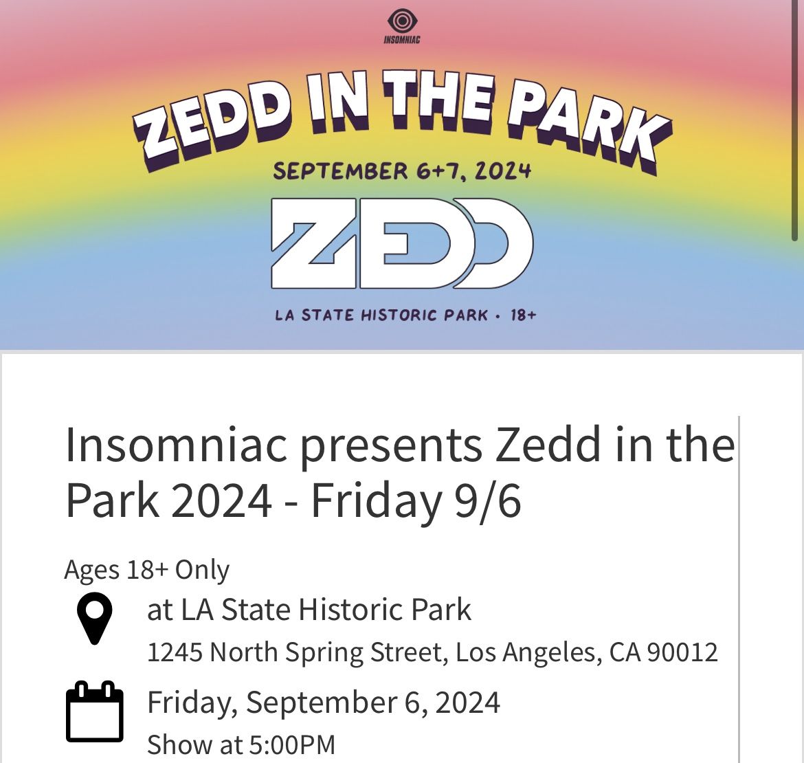 Zedd in the Park (9/6 Friday)