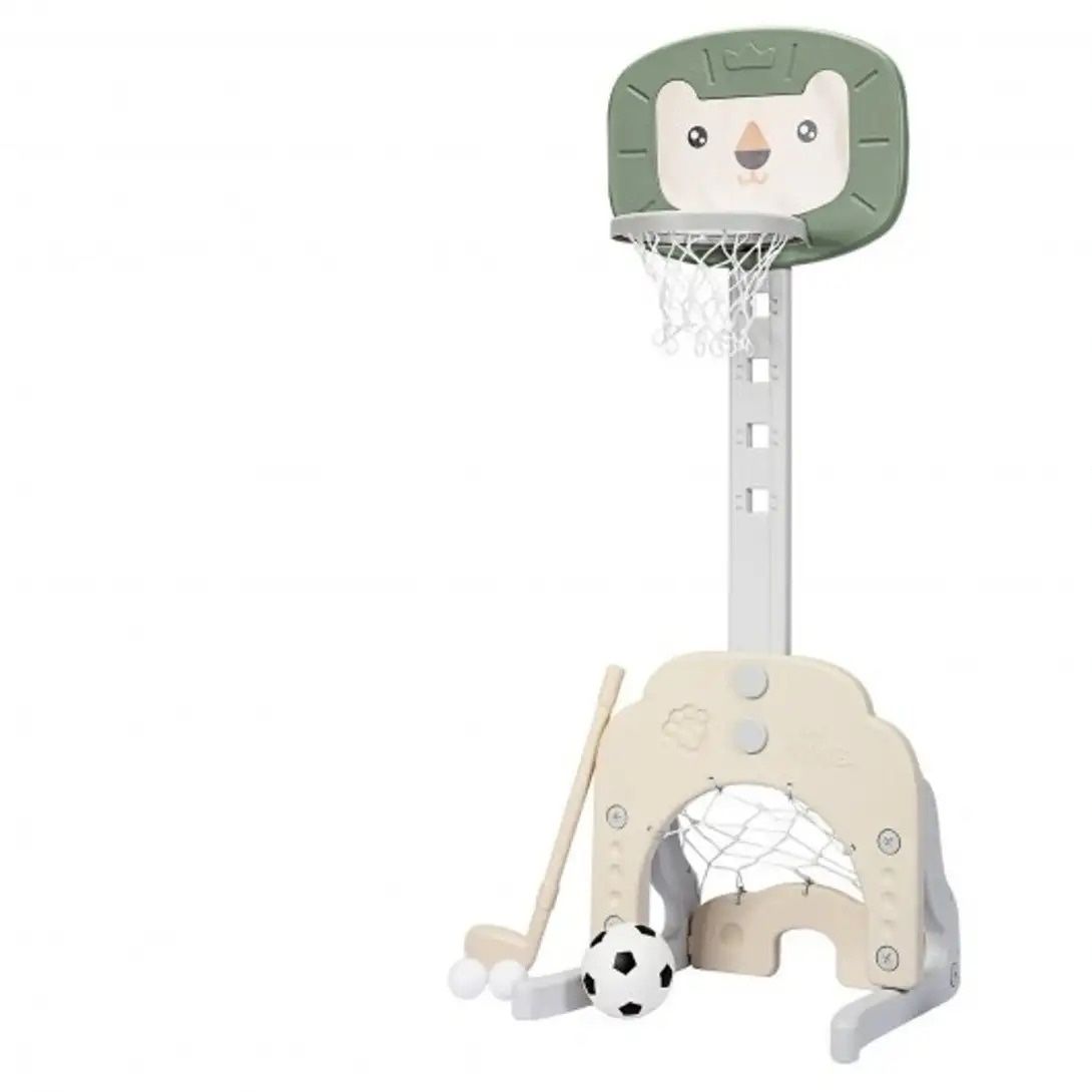 3-In-1 Adjustable Kids Basketball Hoop Sports Set-Green