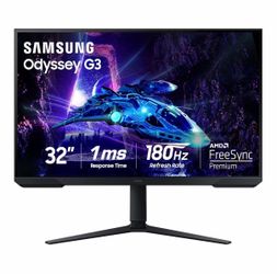 Samsung 32-Inch Odyssey G3 (G30D) Series FHD Gaming Monitor, 1ms, 180Hz, AMD FreeSync, Adjustable Stand, Black Equalizer, Virtual Aim Point, Eye Saver
