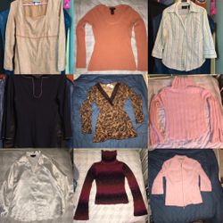 9 Tops with Sleeves (all size Small) Business Casual