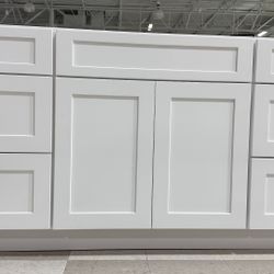 60” Vanity Single Sink & Drawer Combo Cabinet (Cabinet Only)  White - Gray - Navy Blue In flat box. Optional assembly, countertop, installation and ot