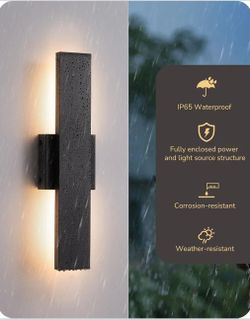 2 Pack LED Outdoor Wall , 15.7" Modern Black Outdoor Wall Sconce, IP65 Waterproof,