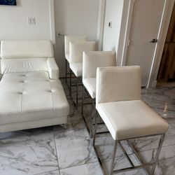 4 City Furniture White Faux Leather Bar Stools 