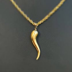 14k hollow yellow gold pepper horn Pendant charm
