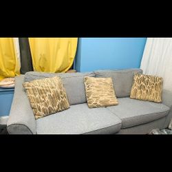 Light Grey Sofa And Loveseat With Pillows