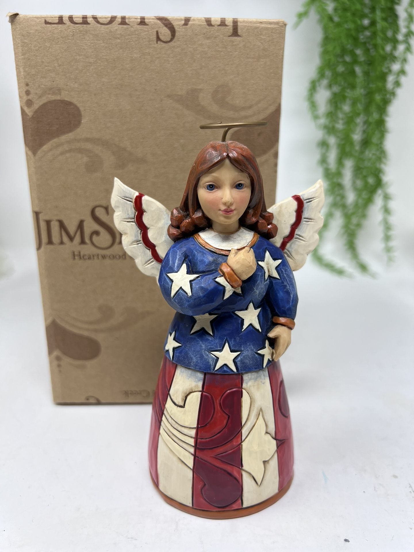 J11 Jim Shore Heartwood Creek – Patriotic Angel Figurine – 5.25” – Red, White & Blue – With Box