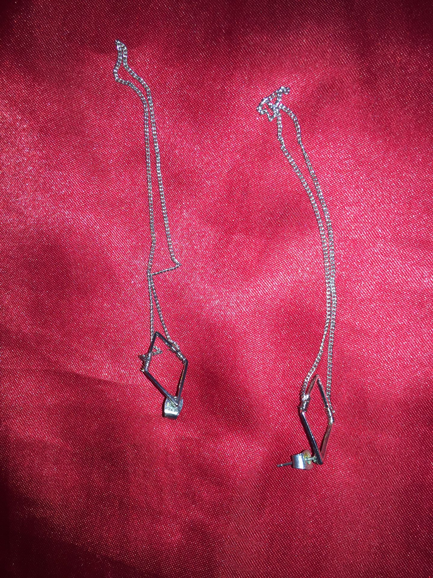 Diamond chain dangle earrings
