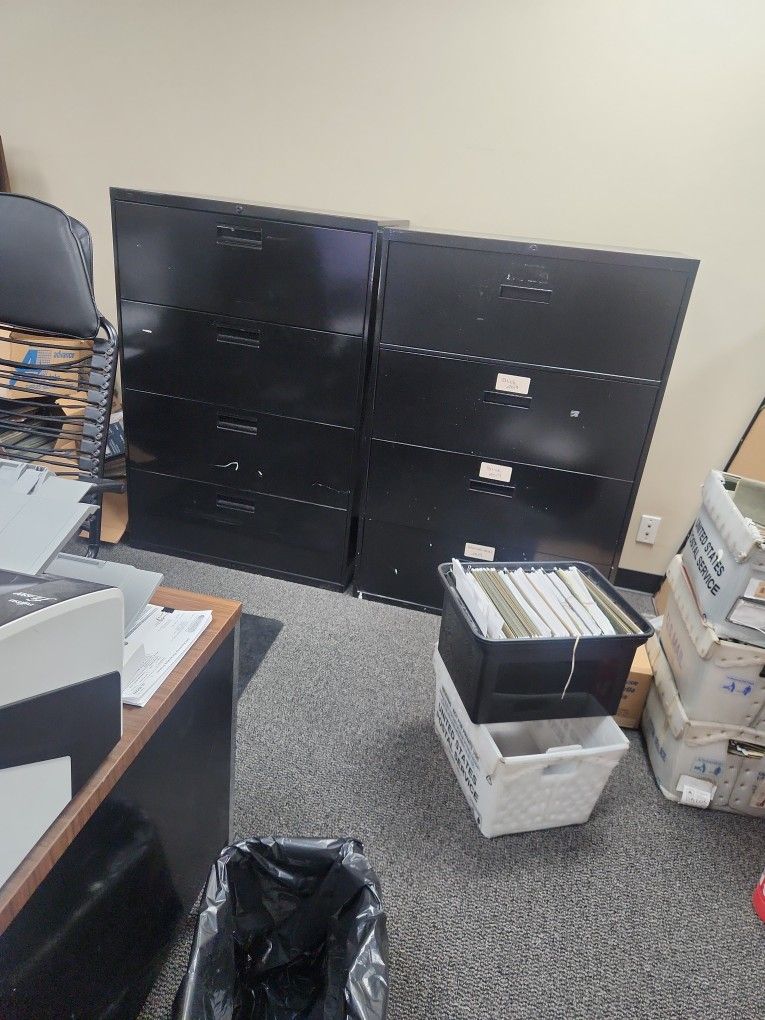2 Black Working File Cabinets