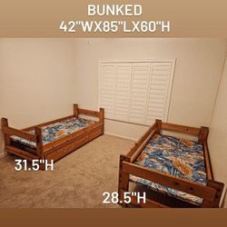 Vintage All Wood Bunkbeds w/3 Drawer Attachment