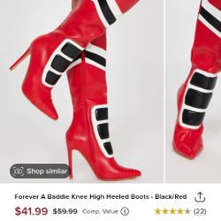 Fashion Nova red, Black And White Boots!