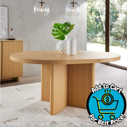 Better Homes & Gardens Lillian Fluted Round Expandable Dining Table for Kitchen, Natural Pine