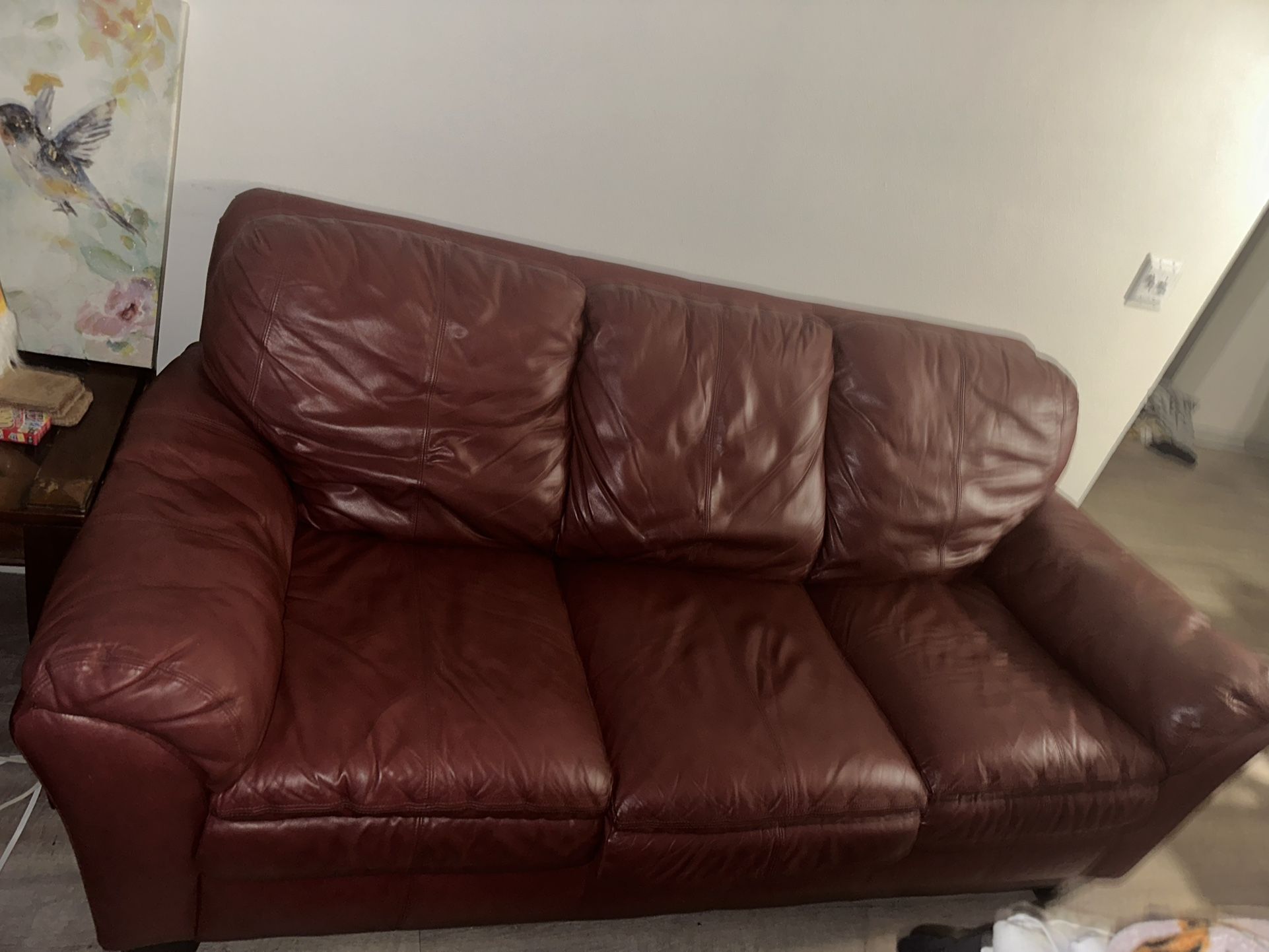 Red leather standard Sofa & armchair