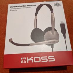 Koss Communication Headset with Flexible Boom Microphone & USB Plug 