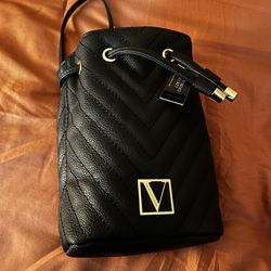 Victoria Secret Wristlet Black Gold Slim Purse Evening Bag