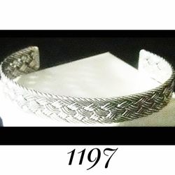 6-7" x 11mm Handmade Maleable Heavy Solid Sterling Silver Woven Twisted Wire Cuff. Made in Mexico