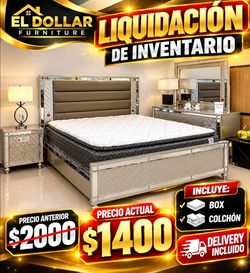 Luxury bedroom set/ Queen bed/ Nightstand/ Dresser & Mirror