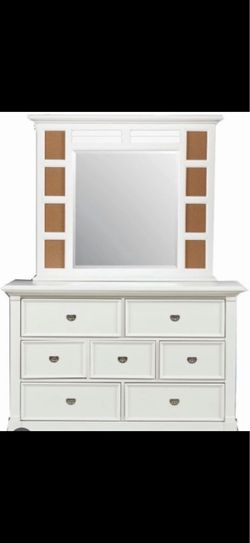 White Wood Dresser  Mirror ONLY