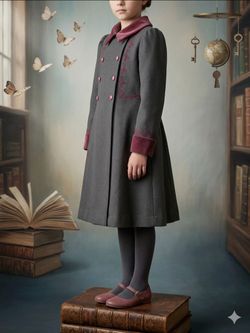 VINTAGE 1960s E.W. Fischer Girl's Wool Coat – Pink Velvet Trim & Embroidery- 12