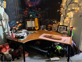 Wood and metal desk
