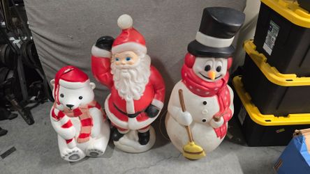 Vintage light up santa,frosty,bear