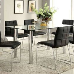 Brand New Black 7pc Dining Table Set 