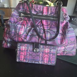 2010 Coach F15480  Poppy Tartan Plaid Carryall Bag
